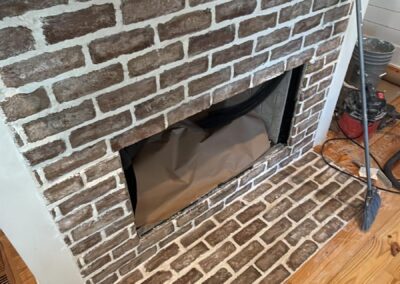 Brick fireplace reset during a full-home remodel