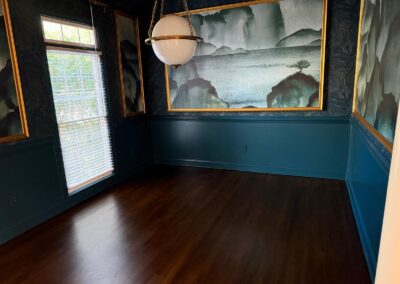 Refinished heart pine floor in a whole-home renovation